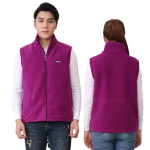 Gilet matelassé en coton à col montant doublé polaire, couleur unie, avec poche 3D, pour hommes et femmes, uniforme d'activité - Product Image 1