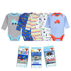 Vêtements pour bébés en gros, bodies pour nouveau-nés, vêtements pour garçons et filles, combinaison 100% coton, cadeau, lot de 5, imprimé, broderie, fermeture à boutons pression - Product Image 1