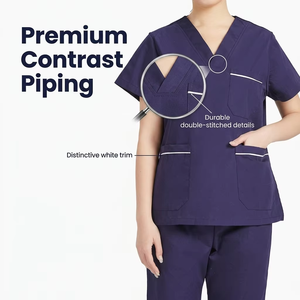 Uniforme Médico Ligero Personalizado OEM con Cuello en V y Manga Corta, Conjunto de Uniformes para Hospital, Traje de Enfermera para Clínica, Consultorio Dental y Salón de Belleza - Product Image 1