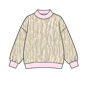 เสื้อสเวตเชิ้ตพิมพ์ลายพรางสำหรับเด็กผู้หญิง คอเต่า แขนยาว สวมใส่สบาย ปรับแต่งโลโก้ได้ - Product Image 5