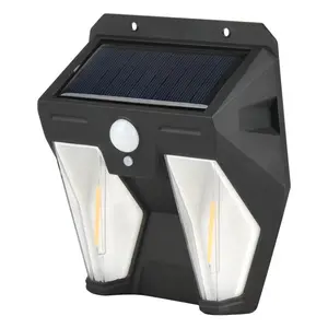 IP65 Sensor de movimento impermeável Solar Power Outdoor Wall Lamp Solar Garden Yard Wall Light 2 LED Bulb Outdoor Solar Lighting