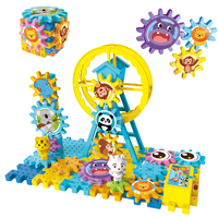 Jouets éducatifs STEM pour enfants, 52 pièces, ensemble de blocs de construction électriques à engrenages pour animaux, jouet d'apprentissage Montessori