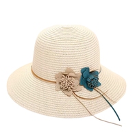 Chapeau de plage d'été en papier de paille tissé personnalisable en gros pour les femmes à larges bords belles fleurs pour la pêche en plein air décontracté