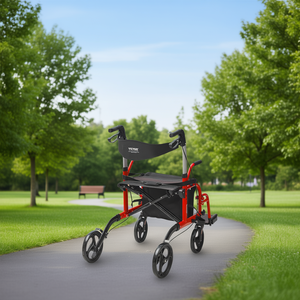 Andador con Ruedas Vevor, Ligero, de Aluminio, Capacidad de 300 Libras, Mango Ajustable, Silla de Transporte Plegable para Personas Mayores - Product Image 2