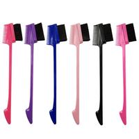 Outils de cheveux personnalisés en gros perruque de dentelle brosse à cheveux de bébé Pintail peigne à sourcils double face 3 en 1 brosse de contrôle des bords avec logo