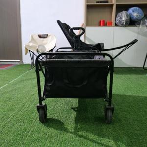 Carro portatile in acciaio al carbonio 4 ruote pieghevole Multi-funzione campeggio spiaggia carrello da pesca con rotolo contenitore OEM personalizzabile - Product Image 5