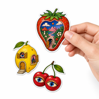Aangepaste fruit-journaal stickers waterdicht vintage sticker retro surrealistische vinyl die-cut zelfklevend voor notitieboek en laptop
