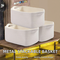 Paniers de rangement pliables multifonctionnels JBM en corde de coton noir pour aliments, fruits et légumes, usage domestique, OEM, ODM