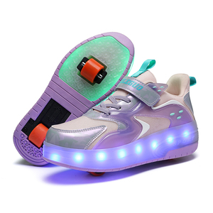 Chaussures à roulettes pour enfants OEM/ODM, deux roues <span class=keywords><strong>avec</strong></span> roulettes lumineuses amovibles, baskets pour garçons et filles - Product Image 1