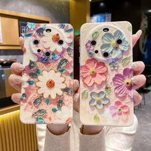 Imd Retro Olieverfschilderij <span class=keywords><strong>Blu</strong></span> Ray Bloemen Beschermende Schokbestendige Mobiele Telefoon <span class=keywords><strong>Case</strong></span> Voor Huawei Mate60 60pro Imd Tpu Pc Telefoon Hoesje - Product Image 3