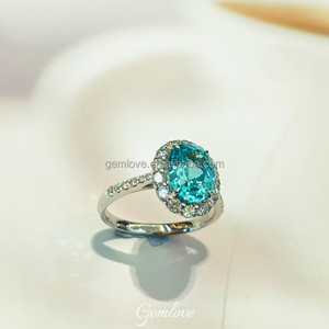 Trong kho! 23.055ct IGI Paraiba Ring-pt950 hình bầu dục phòng thí nghiệm kim cương, đồ trang sức đám cưới sang trọng - Product Image 5