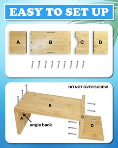 Support de rangement multifonctionnel en bambou à double niveau personnalisable pour l'organisation de la lessive en poudre et liquide dans la salle de bain - Product Image 4