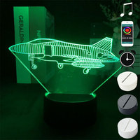Lampe de nuit 3D en forme d'avion, jouet LED RC, cadeau pour garçon, avion de guerre, lampe de table, avion militaire, jet