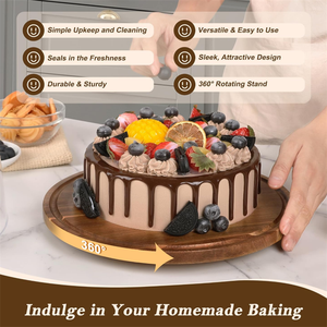 Handmade Round <strong>Wooden</strong> <strong>Cake</strong> Display <strong>Stand</strong> 12in Acacia Wood <strong>Cake</strong> Food Meet Plate for Party - Product Image 6