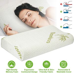 Oreiller cervical orthopédique en mousse à mémoire de forme avec logo personnalisé, en fibre de bambou et mousse, pour le sommeil - Product Image 3