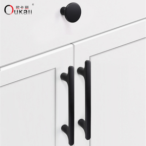 Oukali yeni yayın Modern moda mobilya dolap kolu mutfak çekmecesi ofis çinko siyah çekme kolları - Product Image 5