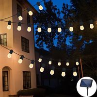 Nouvelles guirlandes lumineuses LED solaires S14, rechargeables par USB, IP65, avec télécommande, pour la décoration de jardin, le camping, l'ambiance extérieure