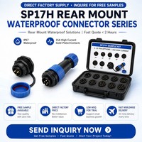 Konektor Penerbangan Tahan Air SP17H IP68 Pemasangan Belakang dengan 2 3 4 5 7 9 10 Pin Kontak Solder 15A 400V Soket Kabel CE RoHS
