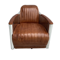 Spitfire — chaise aviateur de style rétro 360, en métal et Aluminium, Vintage et en cuir Tan