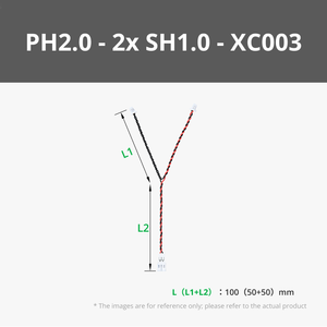 100mm Y tipo PH2.0 a Dual SH1.0 rojo/Negro 32AWG 0,8x2,0mm diámetro exterior Cables de alimentación Cable de conversión - Product Image 1