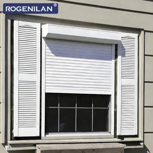 Persianas enrollables eléctricas verticales comerciales Rogenilan, persianas enrollables antirrobo de aluminio negro para exteriores - Product Image 4