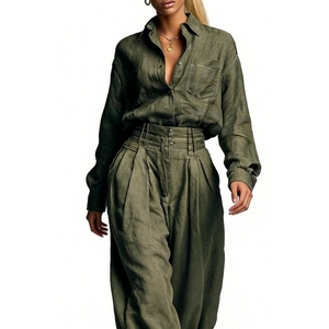 Women's Oversized Shirt & Balloon <b>Pants</b> 2 Piece Set - Casual Summer Co-ord Outfit Fashion - Product Image 4