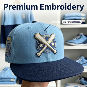 Casquettes Snapback en toile bleu ciel brodées sur mesure, style urbain, performance sportive, pour fêtes et événements - Product Image 3