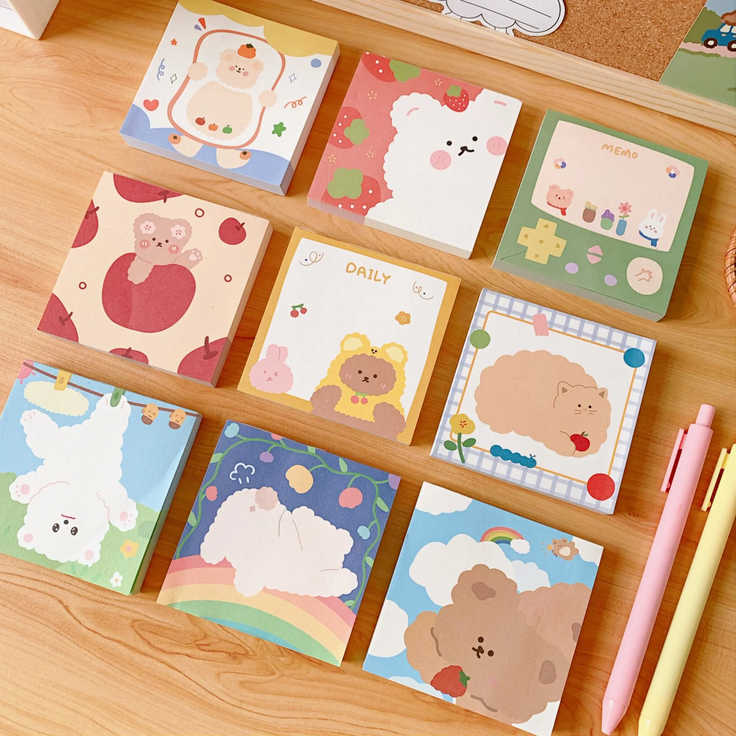 Korean Ins Cute Bear Note Pad Sticky Note Cartoon Memo Pads Lovely Guestbook