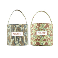 2025 sac fourre-tout ouvert personnalisé imprimé de noël personnalisé, panier cadeau de bonbons en nylon imperméable, sacs seau pour enfants, fête