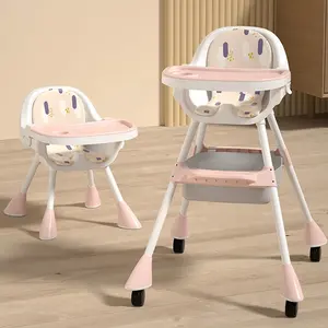 Cadeira alta dobrável multifuncional para bebês, cadeira alta para alimentação infantil com 4 rodas, produtos baratos para bebês