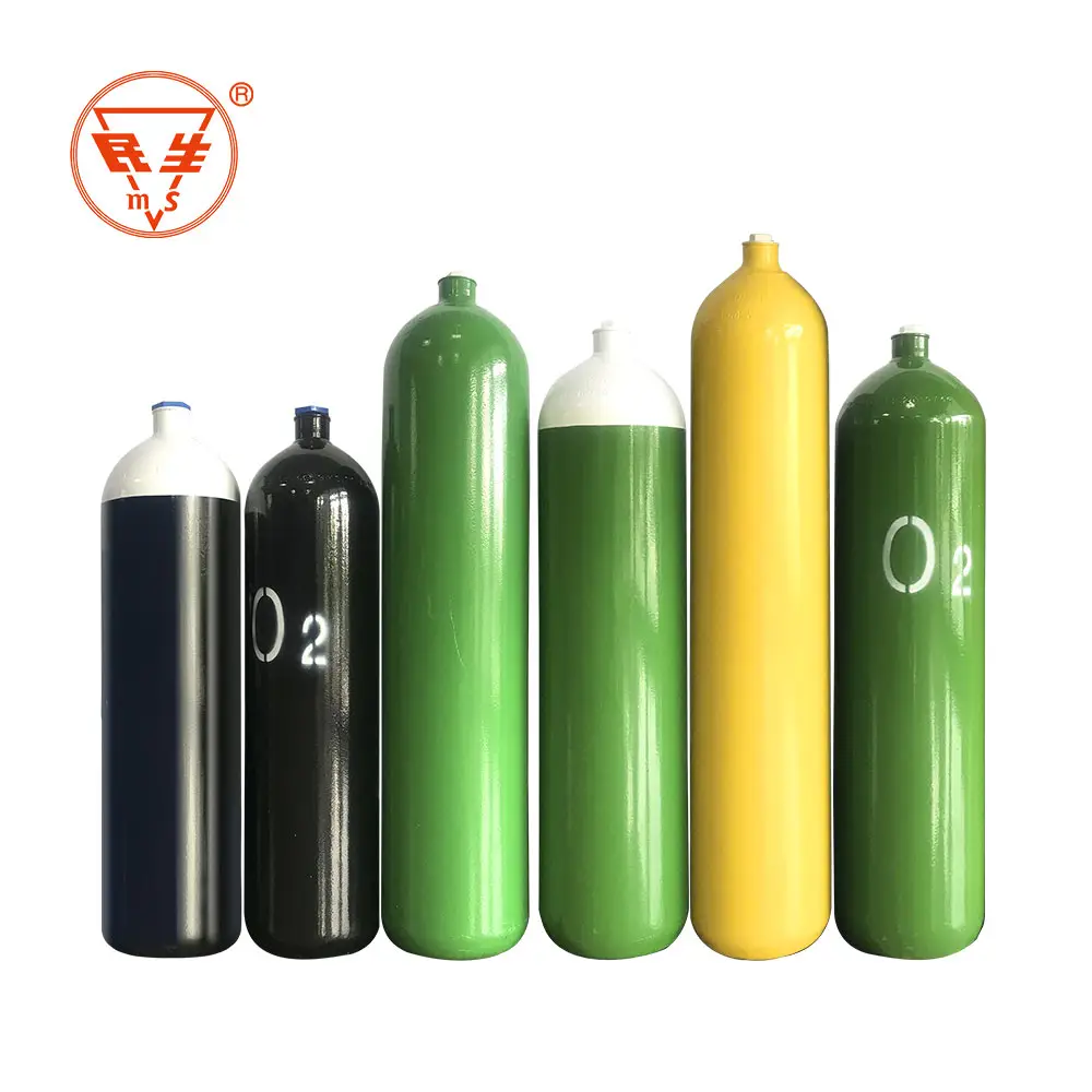 Endüstriyel kullanım oksijen azot Argon CO2 silindir 40L helyum gazı şişesi fiyat