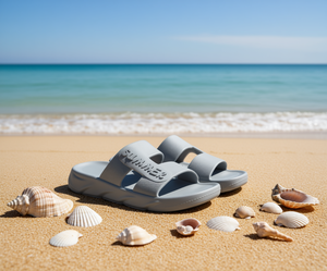 Sandales unisexes à double sangle EVA taille 26 confortables plates d'été grises - Product Image 2