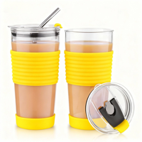 Gobelet en verre personnalisé en gros tasse de voyage tasse à café étanche de qualité alimentaire avec couvercle et paille pour support de voiture
