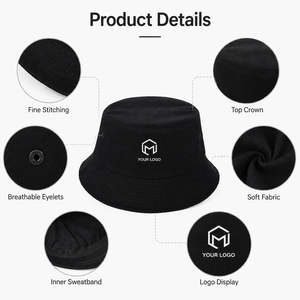 Sombrero de Pescador de Algodón 100% con Borde Ancho Bordado, Unisex, con Logotipo Personalizado OEM - Product Image 2