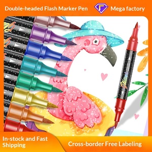 Marcador de Doble Punta <span class=keywords><strong>Bicolor</strong></span> con Purpurina, Punta Suave, para Pintura, Acuarela, Tarjetas de Felicitación, Graffiti, Regalo de Navidad - Product Image 2