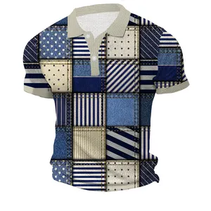 Herren individuelle 3D-Kurzarm-atmungsaktive Polo-T-Slips einzigartiger Hip-Hop-Stil Golfbekleidung gestrickte T-Shirts
