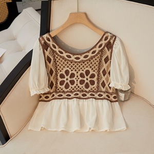 OEM ODM Böhmische Blumen-Stickerei Häkel-Chiffon-Bluse Damen Sommer Sexy Kurzarm-Hemden - Product Image 2