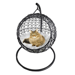 Maison et lit pour <span class=keywords><strong>chat</strong></span> ronde en fer, design élégant et luxueux, avec ouverture semi-fermée, universelle quatre saisons, lavable, conception <span class=keywords><strong>panier</strong></span> suspendu - Product Image 1