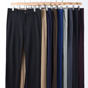 <span class=keywords><strong>Pantaloni</strong></span> estivi di seta di ghiaccio sottili transfrontalieri per uomini anziani di mezza età <span class=keywords><strong>pantaloni</strong></span> Casual a <span class=keywords><strong>vita</strong></span> alta con cerniera elastica - Product Image 4