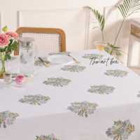 Nappe Rectangle Décor Élégant Français Bloc Indien Imprimé Floral Linge De Table À Manger Couverture Tapis & Pads