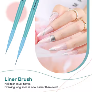 Juego de 6 Pinceles Profesionales para Uñas al por Mayor, con Mango de Madera de Abedul Azul y Pelo de Nylon, para Salón de Manicura - Product Image 5