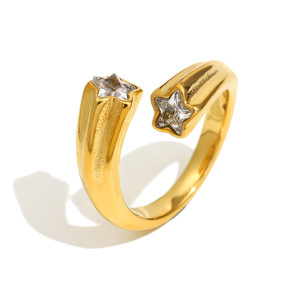 Châu Âu và Mỹ xuyên biên giới Thích hợp thiết kế đồ trang sức cá nhân, thép không gỉ mạ với 18K vàng Zircon năm cánh S - Product Image 5