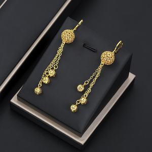 Ensemble de bijoux pour femmes JXX, collier et boucles d'oreilles en laiton plaqué or pour mariage, fête, fiançailles, vente en gros - Product Image 3