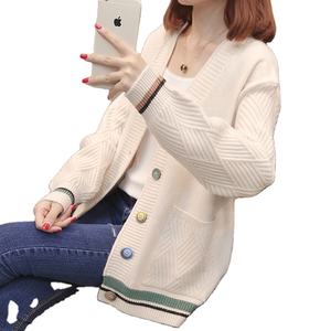 Cárdigan <span class=keywords><strong>de</strong></span> Suéter para Mujer con Frente Abierto, Manga Larga, Cuello en V y <span class=keywords><strong>Rayas</strong></span> <span class=keywords><strong>de</strong></span> Arcoíris, Moda <span class=keywords><strong>de</strong></span> Primavera y Otoño para Dama - Product Image 1