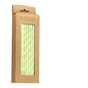 Pajitas de Papel para Bebidas de Té con Leche para Fiestas, Ecológicas, Personalizadas, Coloridas, Envasadas Individualmente, Desechables y Degradables, en Oferta - Product Image 1