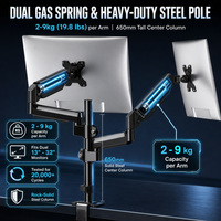 Support de moniteur et d'ordinateur portable en acier robuste à double bras articulé avec double base de fixation