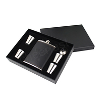 Flacons en cuir Pu, 6oz, 7oz, 8oz, Portable et facile à transporter, coffret cadeau avec 4 tasses, offre spéciale
