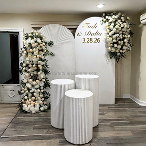 Decoración de Fondo para Ceremonia de Compromiso ZKAI, Panel de Acrílico con Diseño de Ondas, Set de Arcos y Soportes para Pastel, para Bodas y Fiestas - Product Image 1