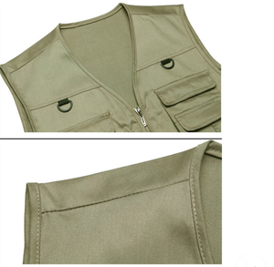 Diseños personalizados más nuevos de Venta caliente al aire libre de los hombres Multi bolsillo de algodón pesca fotografía chaqueta chaleco - Product Image 5