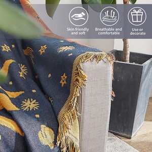 Phong cách boho 71 \ "x 51 \" hai mặt tấm thảm thiên thể ném Chăn thêu màu vàng/Xanh Tua cho trang trí phương Tây giường sofa - Product Image 3